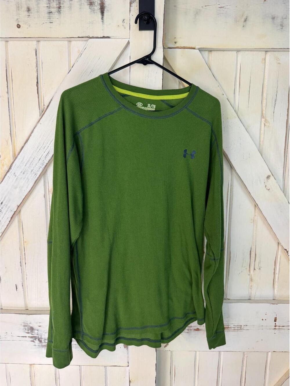 Under Armour UA Catalyst Mens XL Thermal Shirt Green Waffle Knit AllSeasonGear